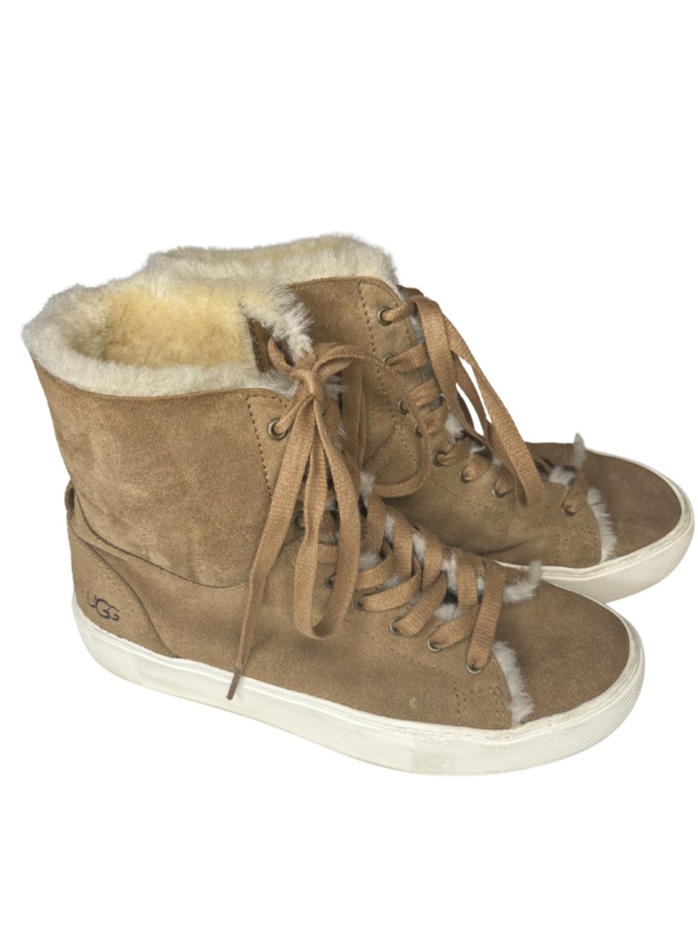 UGG Chestnut Shearling Lined High Top Sneakers Boots Womens 7.5 Suede